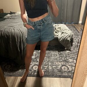 Classic High-Rise Blue Denim Shorts